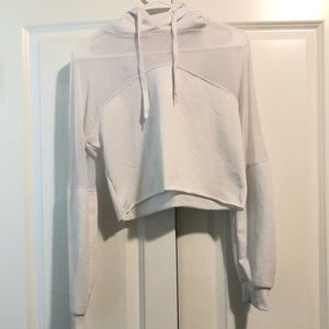 White chopped mesh sweatshirt